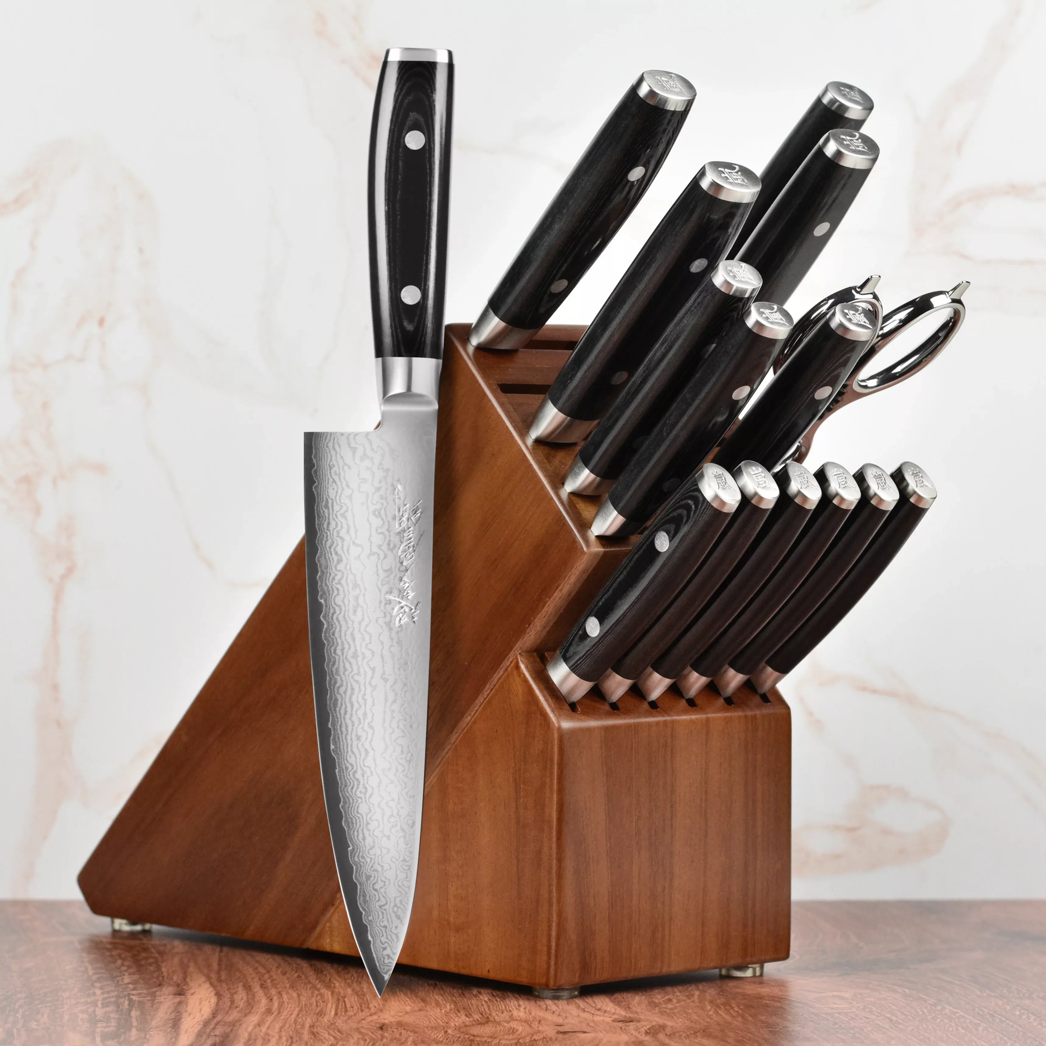 yaxell-ran-plus-knife-block-set-16-piece-acacia Yaxell Ran Plus Knife Block Set - 16 Piece Acacia